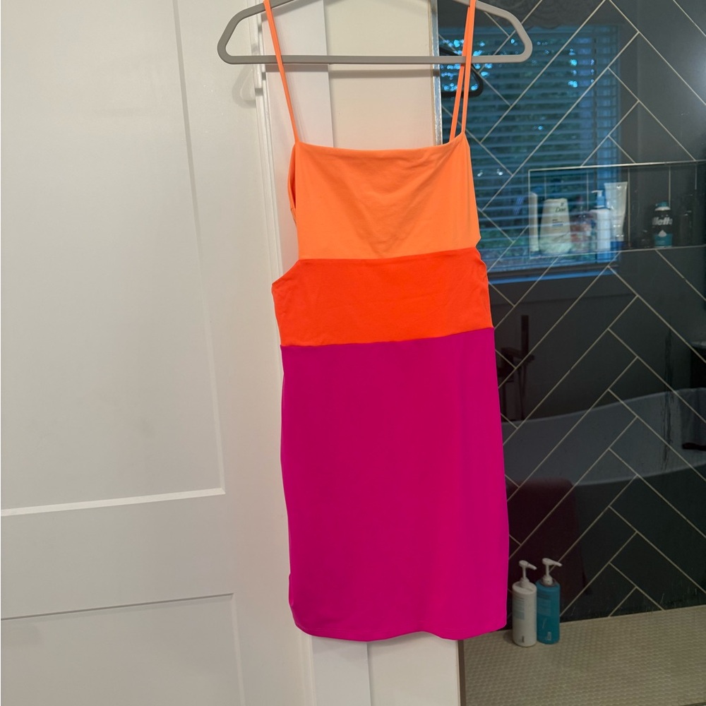 Susana Monaco Orange and Pink Mini Dress